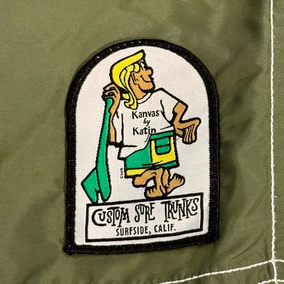 Katin Waterman Trunk Mens 29 Olive Night Surf Swim Board Shorts K-Man Patch - Picture 2 of 8